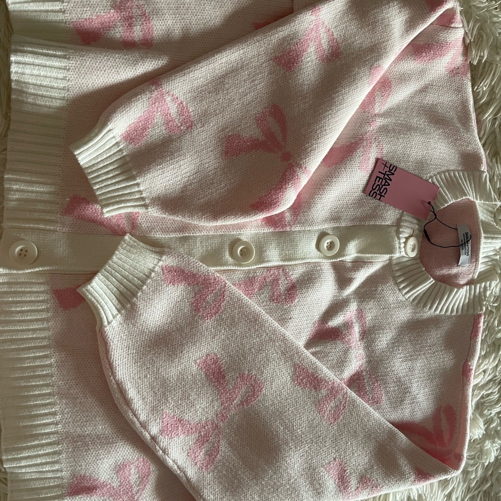 Smash + Tess Blush and Cream Bow Cardigan - Picture 4 of 5